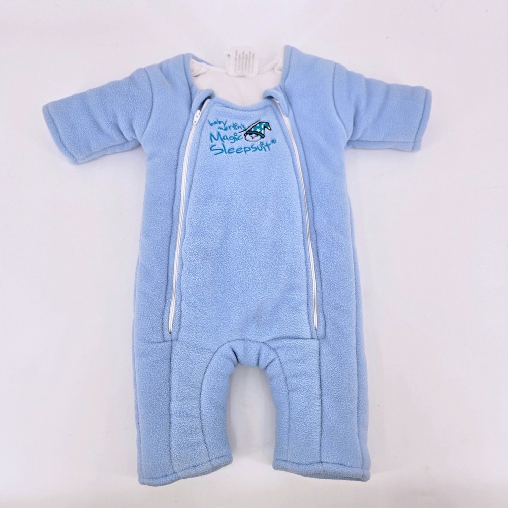 Baby Merlin Magic Sleepsuit Light Blue Fleece Swaddle Transition Small 3-6M
